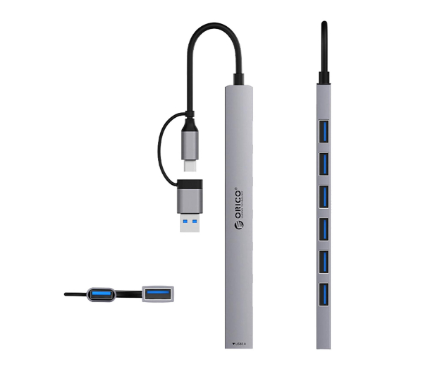 Orico USB-A/USB-C - 1x USB-A 3.0, 6x USB-A 2.0 - szary - 1343457 - zdjęcie 2